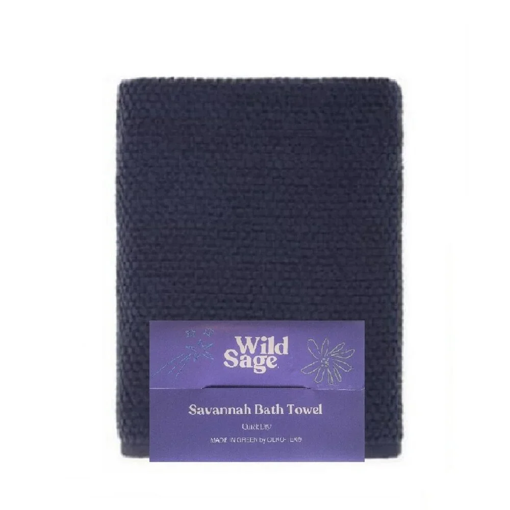 3 Wild Sage Savannah QuickDry Bath Towels =DARK GREEN + YOLK YELLOW + BIJOU BLUE